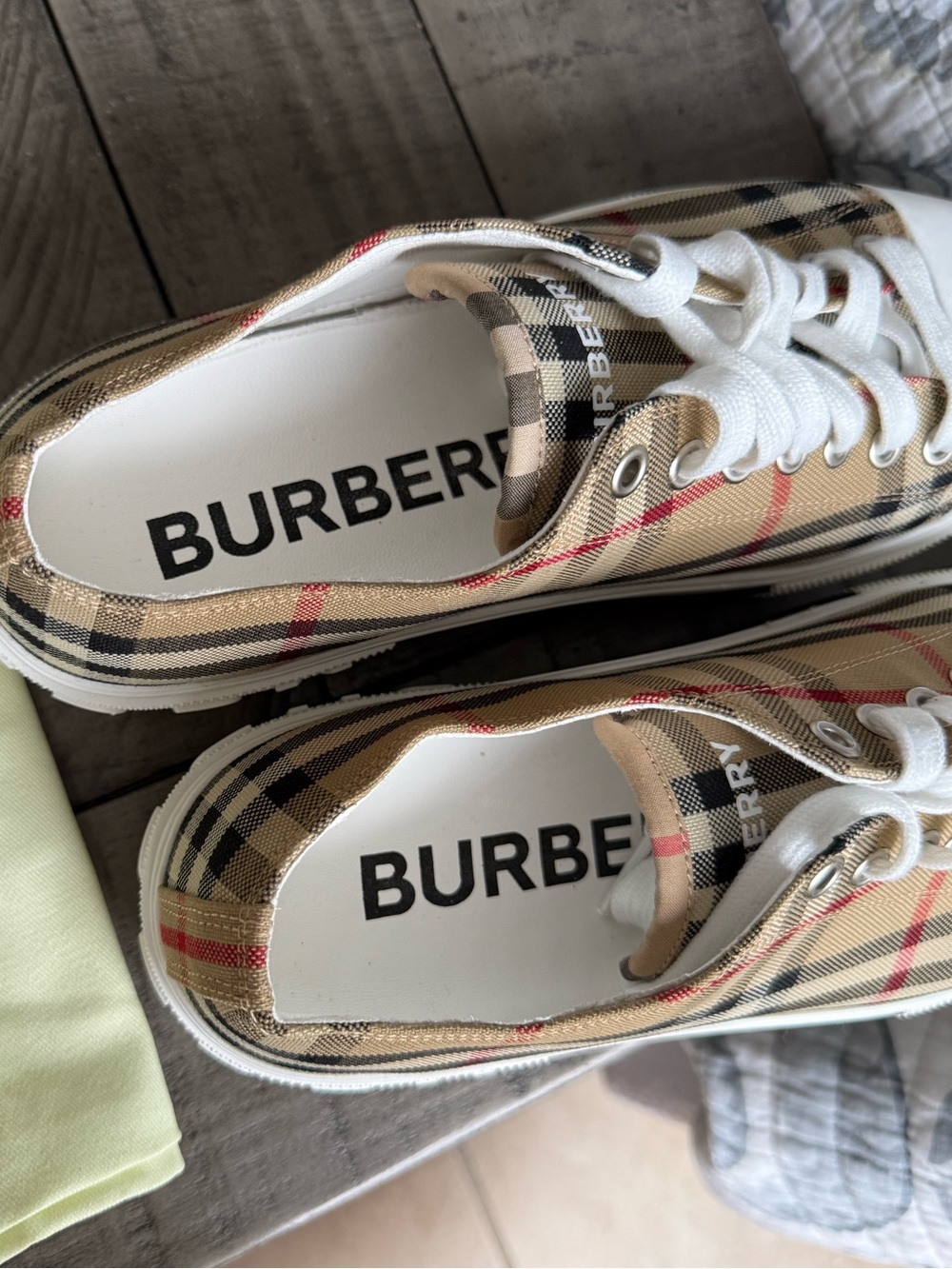 New $650 BURBERRY Jack Vintage Check Low Top Platform Sneakers Archive Beige 37 - Picture 6 of 8